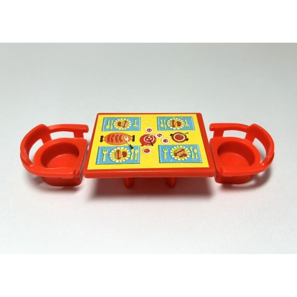 Fisher Price Little People Family Camper Red Table And Chairs #994 Lot Of 3 - Picture 8 of 9